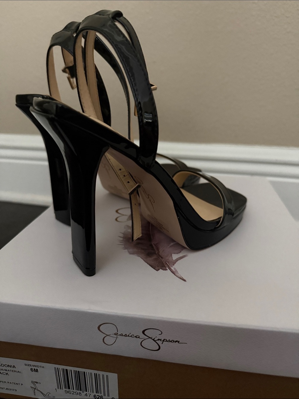Jessica Simpson Black Patent Platform Slingback Sandals - Picture 8 of 13